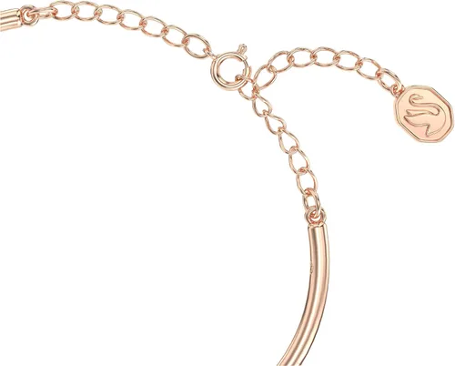 Vista 3 de Colección de joyería Swarovski Volta, con collar, aretes y pulseras, cristales rosados y transparentes inspirados en un lazo con acabado en tono oro