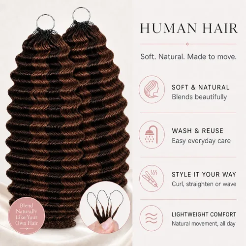 Vista 59 de Human Braiding Hair for Boho Braids 20inch Curly Wave Bulk Bundles 1B (A)1B