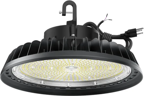 Vista 19 de UFO - Luz LED de alta bahía de 100 W, luces LED de alta bahía de 14,000LM, 0-10 V, regulable, cable de 6 pies con enchufe estadounidense, gancho