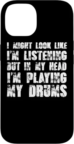 Vista 4 de iPhone 12/12 Pro Might Look Like I'm Listening Playing Drums - Estuche divertido para batería