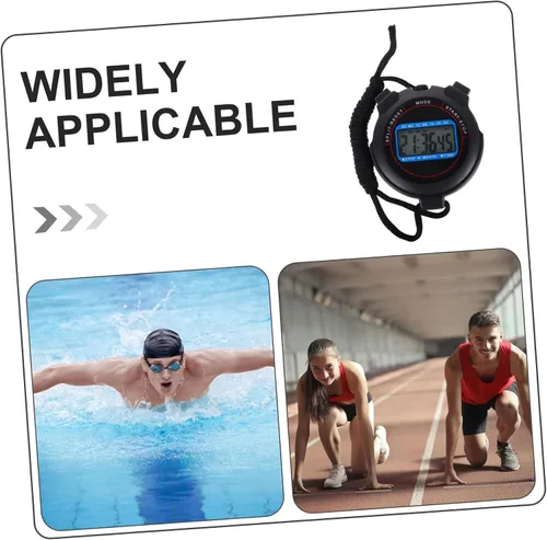 Vista 3 de Cronómetro digital multifunción con alarma de fecha, temporizador de precisión para deportes, natación, entrenamiento, fitness, cronómetro negro
