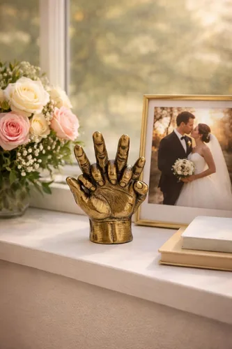 Vista 2 de JFSM INC. Almas gemelas manos entrelazadas escultura boda para parejas