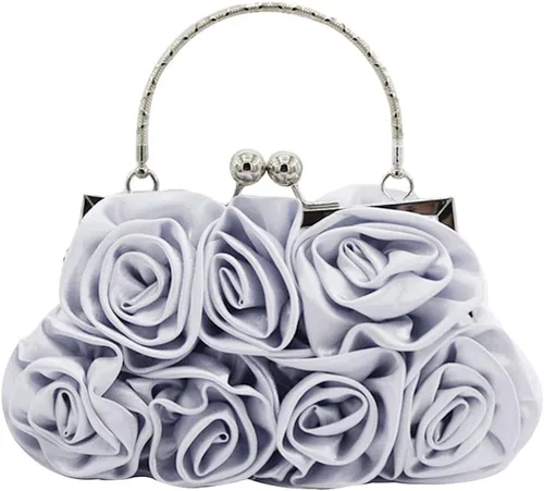 Vista 11 de Buddy - Bolso de mano de satén suave para mujer, con forma de rosa, para boda, fiesta