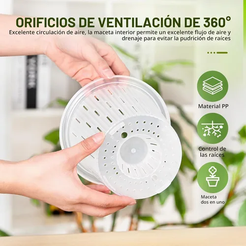Vista 2 de Macetas de orquídeas de riego automático para plantas de interior, macetas para orqudeas de 5.8 pulgadas, macetas para plantas de interior con Blanco
