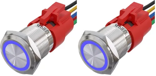 Vista 25 de APIELE Interruptor momentáneo de botón de encendido y apagado de 0.748 in de aleación de aluminio con cabezal de ojo de ángel LED de 12 V
