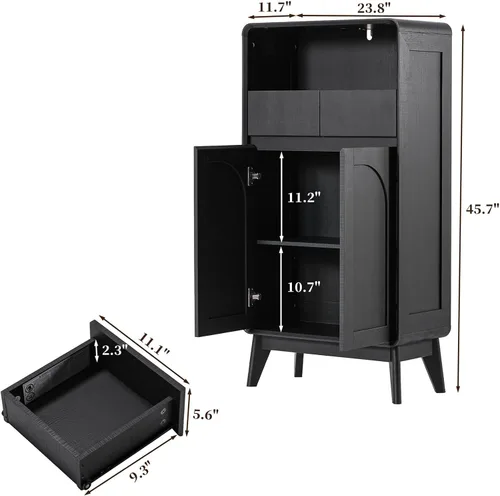 Vista 2 de Gabinete de almacenamiento de baño de 45" alto, roble negro