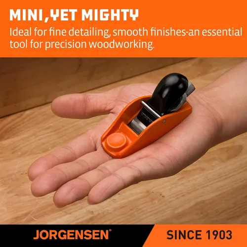 Vista 4 de JORGENSEN 3.5" Mini cepilladora de madera - Mini cepilladora de mano para carpintería, bloque plano, pequeña mano plana para recorte, cepillado