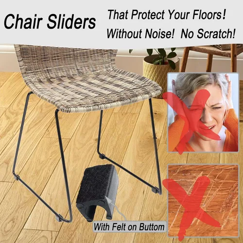 Vista 3 de Tapas rectangulares en forma de U para patas de silla con almohadillas de fieltro, protector de pies de muebles se desliza suavemente, sin arañazos