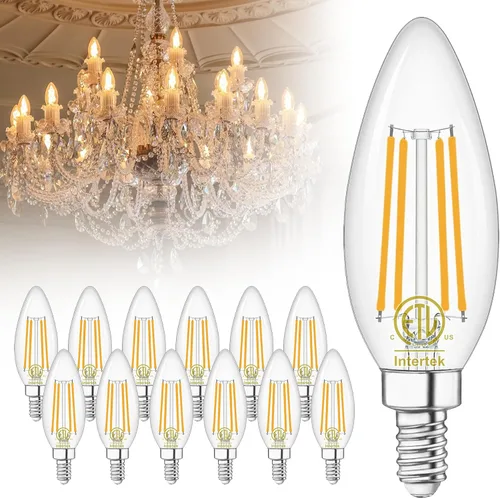 Vista 19 de winshine Bombillas LED E12 para candelabro regulables, 2700 K, blanco cálido, equivalente a 60 W, eficiencia energética, 4 W, tipo B