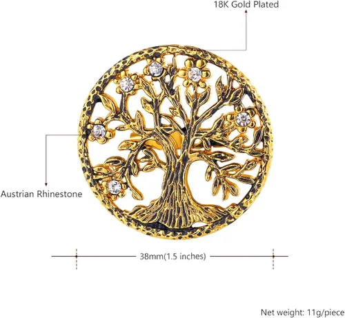 Vista 4 de U7 Brooches Jewelry for Women Men, Stainless Steel 18K Gold Plated Classic FeatherFlowerTree of LifeCustom PhotoBreast Cancer Awareness Pink Ribbion