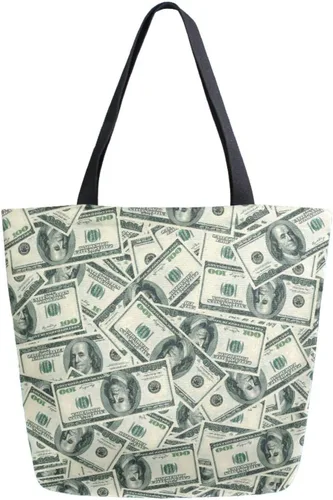 Vista 10 de ALAZA - Linda bolsa de lona grande con diseño de bulldog pug negro francés, reutilizable, para compras, con asas, resistente, lavable Multi 13