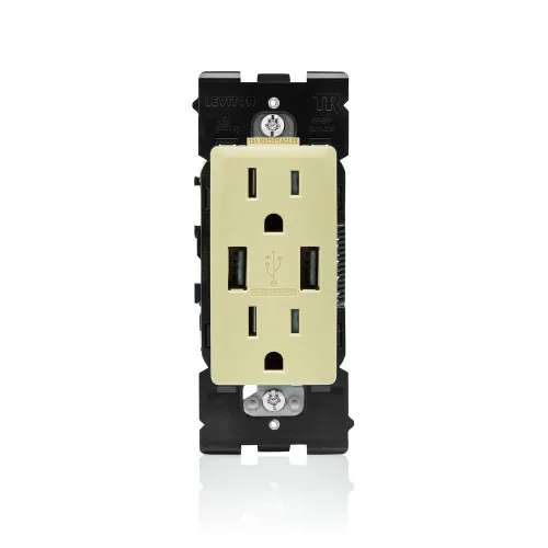 Vista 11 de Leviton RUAA1-CA Renu Cargador USB/toma dúplex resistente a manipulaciones, 15A-125VAC, Café Latte