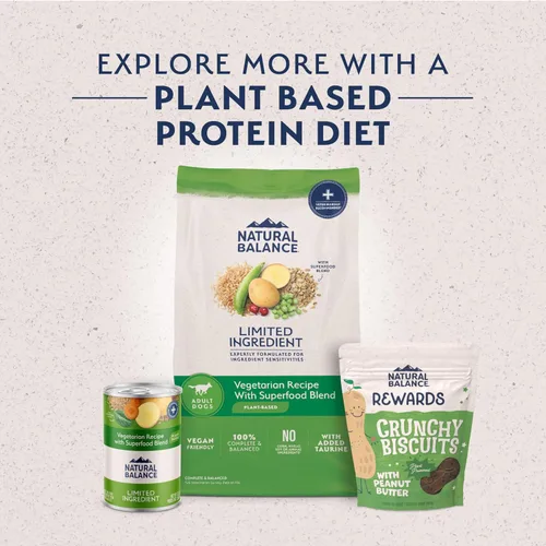 Vista 7 de Natural Balance Alimento seco para perros adultos de ingredientes limitados con proteína vegana a base de plantas y granos saludables, receta