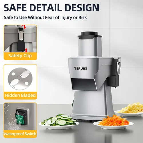 Vista 7 de Picadora Eléctrica de Verduras 4-en-1, Procesador de Alimentos Cortador de Verduras de 200W, Cortador de Alimentos para Vegetales Con Función