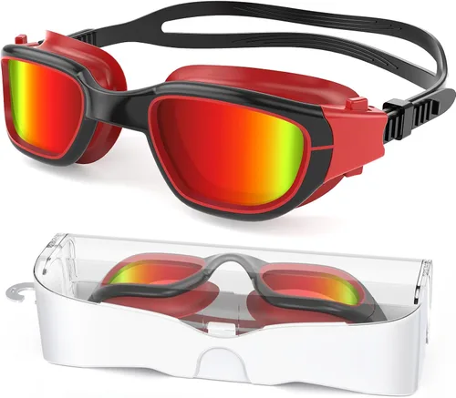 Vista 13 de Gafas de natación polarizadas, gafas de natación unisex para adultos, antivaho, anti UV, vista amplia, gafas de piscina para hombres y mujeres
