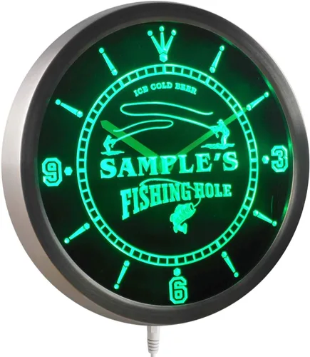 Vista 4 de AdvPro ncqx-tm - Reloj de pared LED personalizado con diseño de agujero de pesca con mosca