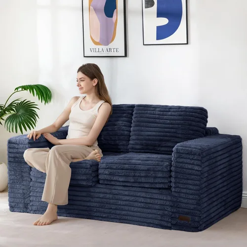 Vista 20 de MAXYOYO Sofá de 3 plazas para sala de estar, sofá sin hueso, cómodo puf con burbujas para apartamento, no necesita montaje, color beige