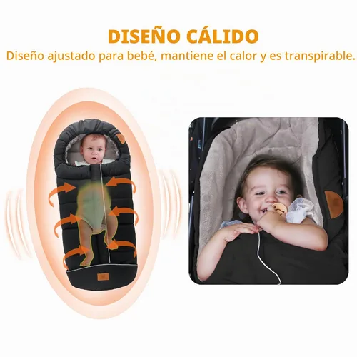 Vista 7 de LAT - Saco de dormir para bebé, cálido, universal, saco de dormir para cochecito para clima frío, saco impermeable para niños pequeños