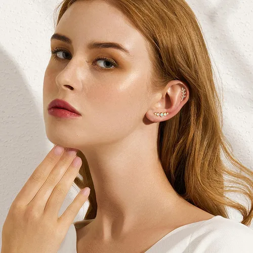 Vista 5 de Jstyle Juego de 8 aretes tipo dormilona de acero inoxidable 316L de 16G para mujeres y niñas, barra de hoja de ópalo con circonita cúbica, rosca