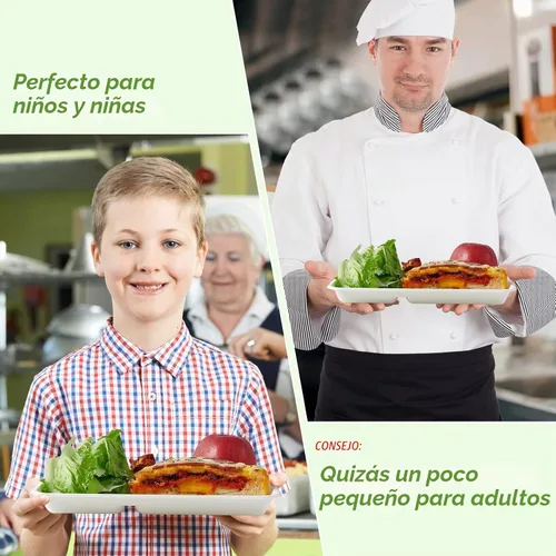 Vista 2 de Vplus Platos 100% compostables con 5 compartimentos, paquete de 125 platos ecológicos desechables de caña de azúcar de 10 x 8 pulgadas, bandeja