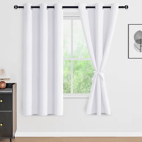 Vista 58 de DWCN - Cortinas 100% opacas para dormitorio con forro negro, cortinas de ventana de doble capa con aislamiento térmico que oscurecen toda la Azul