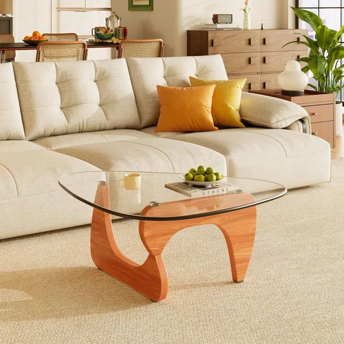 Vista 13 de Mesas de café de madera pequeña mesa de café de granja mesa central de madera de mediados de siglo para sala de estar, negro, 35 pulgadas