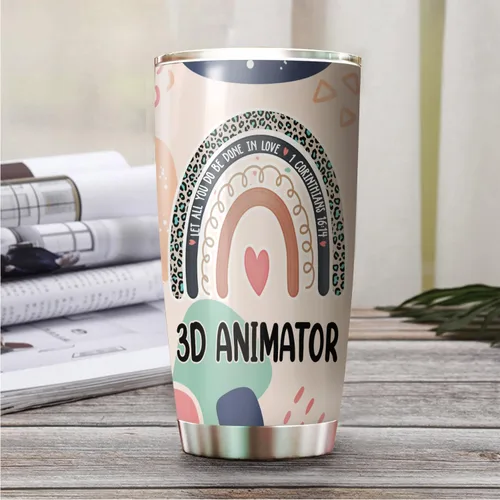 Vista 2 de Vaso de acero inoxidable con diseño de animador 3D Let All You Do Be Done In Love de 20 onzas, regalos de oficina, mujeres, hombres, amigos