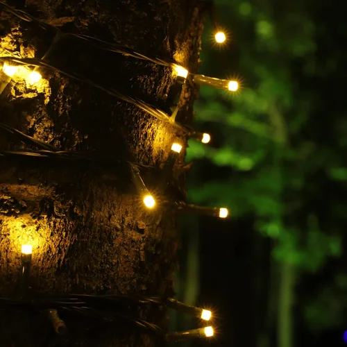 Vista 3 de PMS Guirnalda de 200 luces LED de Navidad de 66 pies, funciona con pilas, 8 modos de iluminación, impermeable, con temporizador