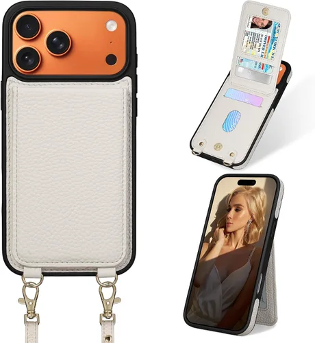 Vista 12 de Funda para iPhone 12 Pro/12, 6.1'', Funda Cartera Cruzada Desmontable con Ranuras para Tarjetas con Bloqueo RFID, Anillo de Soporte 360, Funda Negro