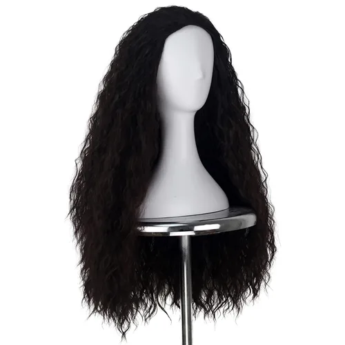 Vista 4 de Yan Dream Peluca larga ondulada y rizada, color marrón oscuro, peluca para mujer, disfraz de cosplay, pelucas de Halloween