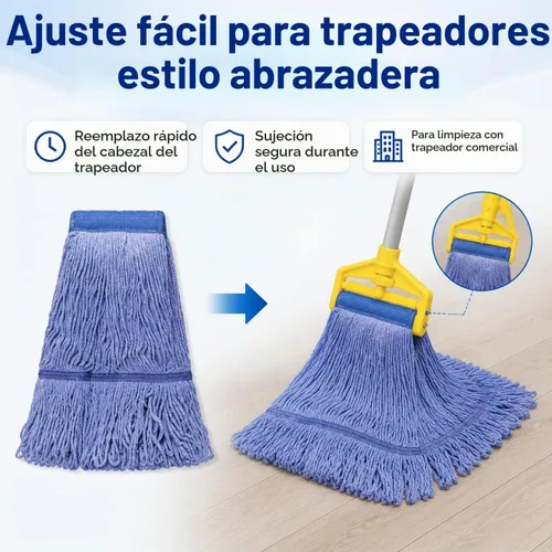 Vista 7 de Paquete de 12 cabezales de repuesto para trapeador, repuesto comercial de cabezal de trapeador de alta resistencia, repuestos comerciales de algodón