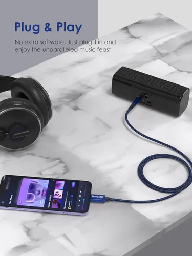 Vista 5 de Cable auxiliar de audio USB C a 0.138 in, cable auxiliar USB C, cable estéreo de auriculares tipo C a 0.138 in para iPhone, iPad, Samsung Galaxy