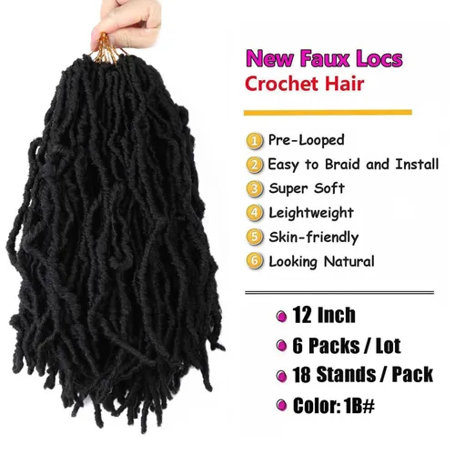 Vista 3 de 6 Paquetes Soft Locs Cabello de Ganchillo Pre Looped Faux Locs Trenzas de Ganchillo Goddess Locs Dreadlocs Cabello Sintético Para Mujeres Negras 1b