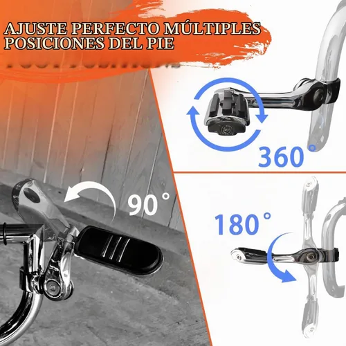 Vista 3 de FOVPLUE Estriberas de carretera de 1.25 pulgadas, clavijas ajustables en ángulo largo con soportes para Harley Touring Street Glide Electra Glide