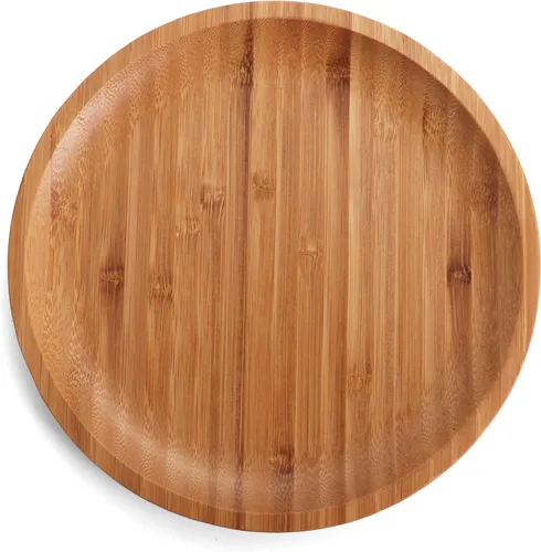 Vista 6 de Juego de platos de bambú de 8 pulgadas, platos reutilizables de bambú, platos cuadrados de bambú, platos de madera, platos llanos de bambú, juego