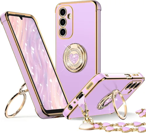 Vista 38 de XYZ Funda para Galaxy A14 5G con soporte y doble anillo, funda de lujo para Samsung A14 5G, color negro
