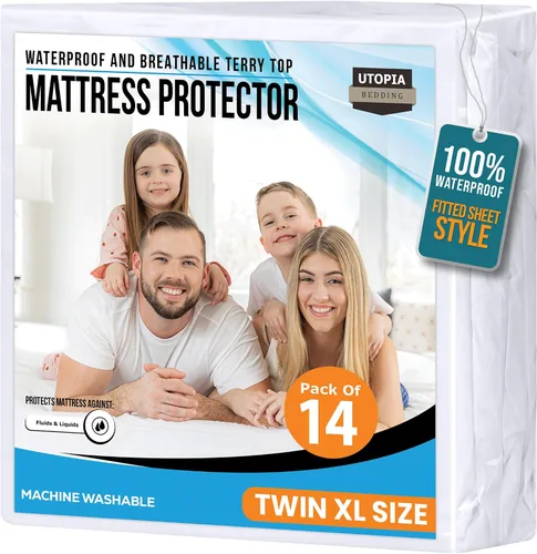 Vista 61 de Utopia Bedding – Protector impermeable de colchón tamaño individual, funda de colchón de terry premium de 200 GSM, transpirable, estilo ajustado