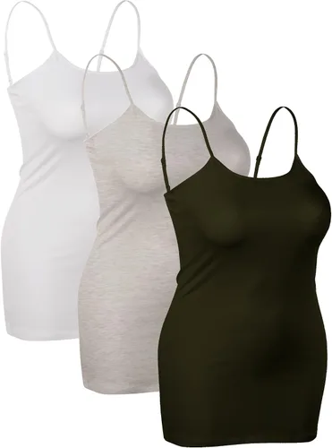 Vista 39 de Emmalise Camisola larga casual básica para mujer, con tirantes ajustables, top en capas