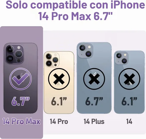 Vista 2 de OKP Funda 3 en 1 para iPhone 14 Pro Max, con protector de pantalla/protector de lente de cámara, bonito patrón floral, transparente, brillante