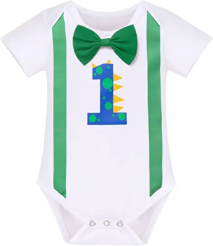 Vista 10 de IBTOM CASTLE Disfraz de carnaval de circo para el primer cumpleaños con temática de carnaval para bebé niño con tirantes y pajarita, sombrero