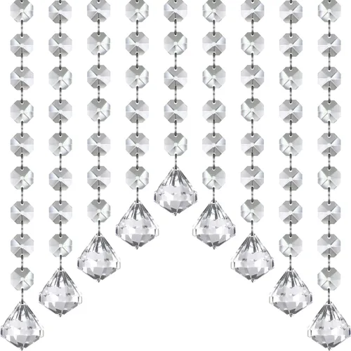 Vista 5 de Jishi - Guirnalda de cristal de 10 m, hebras de cuentas de cristal colgantes para decoración de candelabros, centros de mesa para fiestas de boda