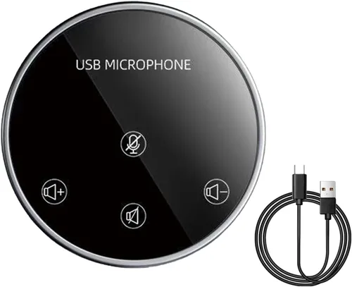 Vista 8 de Micrófono de computadora de 360° para escritorio, micrófono de PC de conferencia USB, tecnología de cancelación de ruido, grabación, Skype, clase