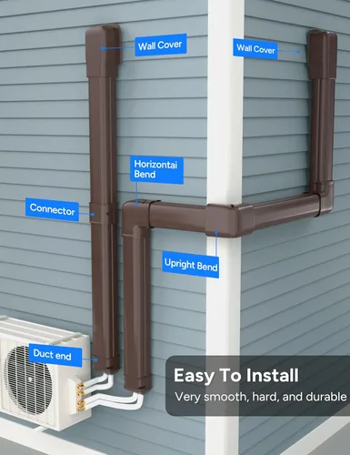 Vista 4 de 3'' 22.5Ft Mini Split Line Set Cover Kit for Minisplit Ductless Linset Air Conditioners and Heat Pumps, Central AC Decorative Upgraded UV-Proof Brown