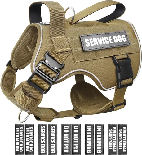 Vista 15 de WINSEE - Chaleco para perro Molle con hebilla de metal, 2 unidades, con 10 parches para mascotas Tactical Dog Harness for Medium Dog, No-pull
