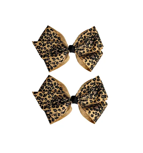 Vista 3 de Bebé Niñas Leopardo Bow horquilla Niñas Leopardo Arco Accesorios para el Cabello para Mujeres.(FJ65) (2)