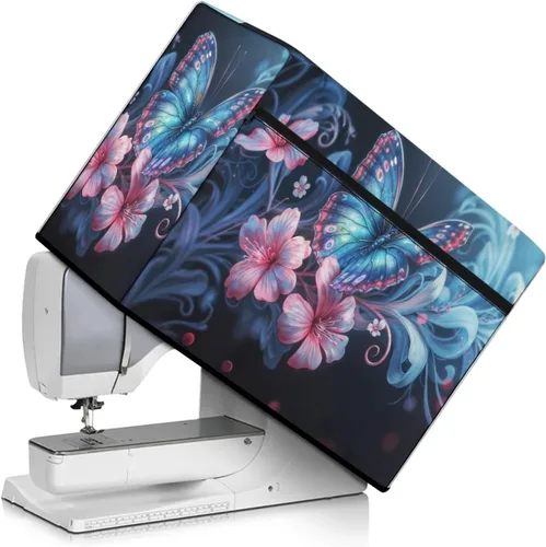 Vista 37 de Funda para máquina de coser de girasoles de otoño con prácticos bolsillos, cubierta protectora duradera acolchada contra el polvo, accesorios