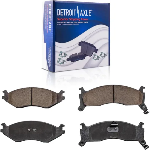 Vista 146 de Detroit Axle - Pastillas de freno para Ford F-150 99-03, 02 Lincoln Blackwood, Pastillas de freno de cerámica delanteras y traseras con repuesto