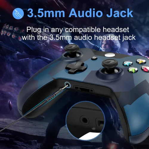 Vista 3 de Controlador inalámbrico compatible con Xbox One, Xbox One XS, Xbox Series XS, PC Windows, Xbox Game Controller con conector de auriculares