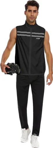 Vista 5 de Chaleco de seguridad Hi-Viz para hombre, chaleco cortavientos sin mangas, resistente al viento y reflectante