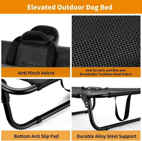 Vista 6 de Catre elevado plegable para perro, no necesita montaje, cama elevada plegable impermeable para perros, cuna para perros al aire libre, cama hamaca